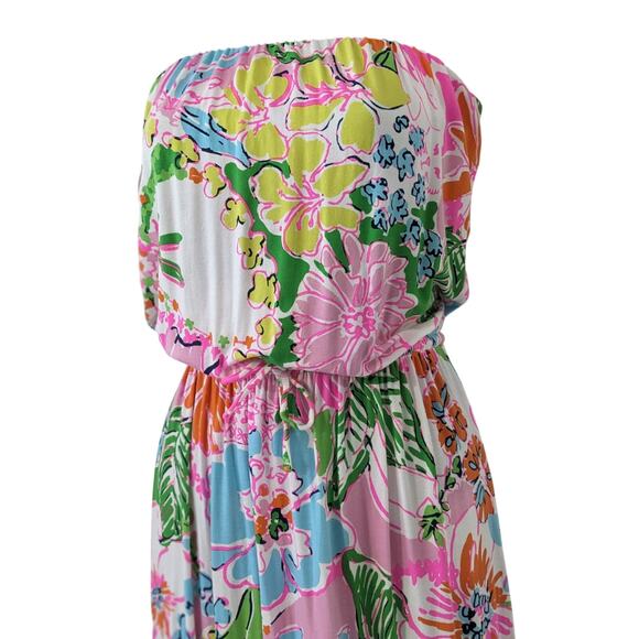 Lilly Pulitzer Sz XS NOSEY POSEY Floral Strapless Maxi Dress - Picture 6 of 8